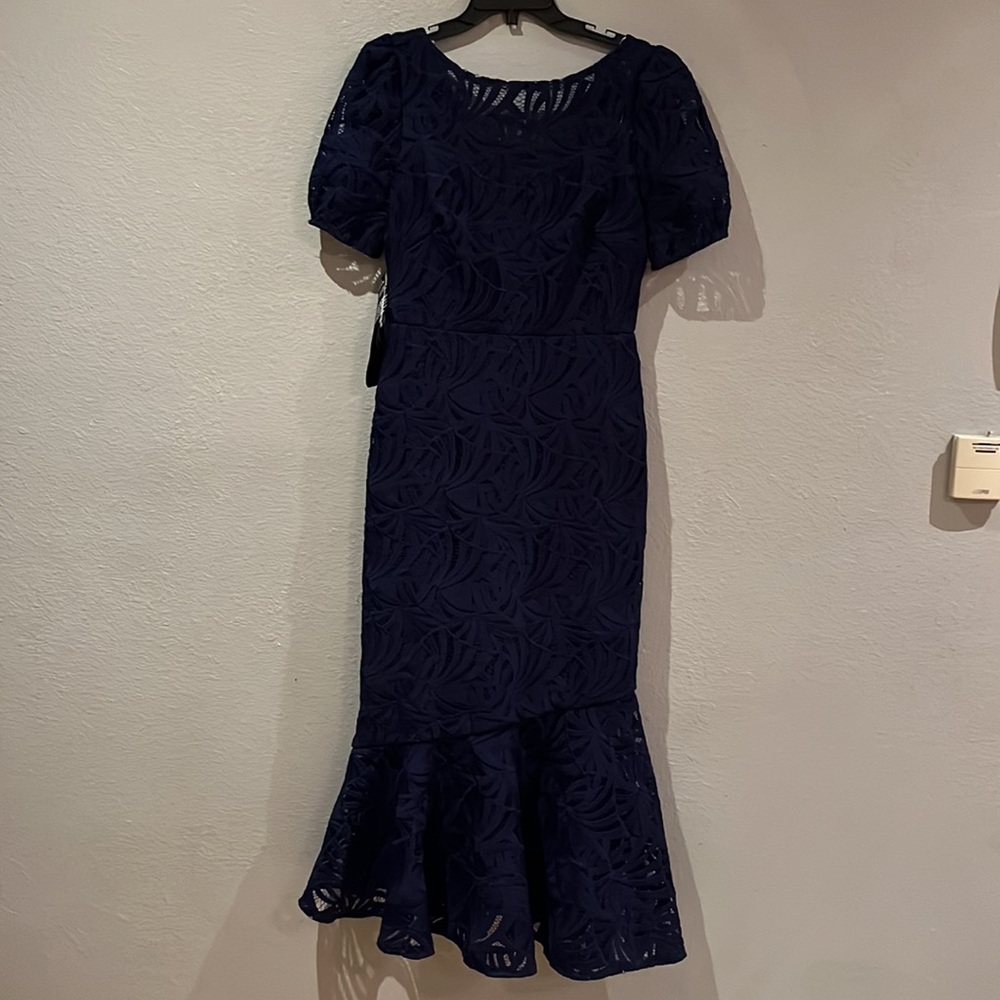 Kay Unger New York Zoey Lace Tea Length Dress - Picture 9 of 17